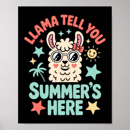 Llama vertelt Summers hier Pun Schattige leraar St Poster (Voorkant)