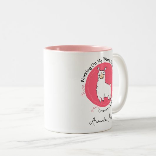 Llama vertelt u over Yarn Projects Halfgewerkte PH Tweekleurige Koffiemok (Voorkant rechts)