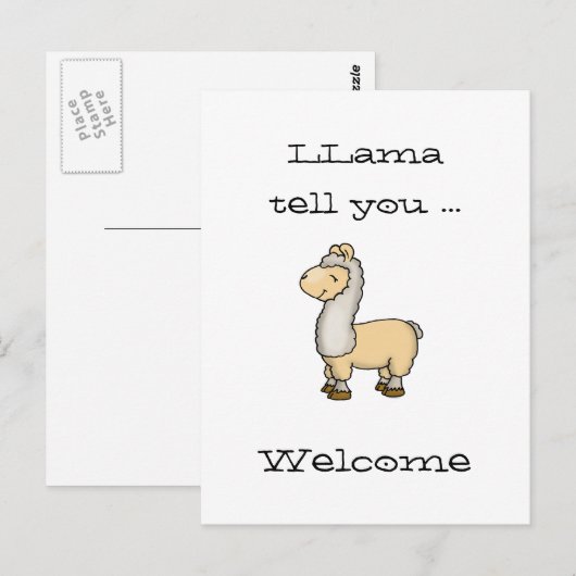 Llama vertelt u - Welkom - Cute Llama-Briefkaart Briefkaart (Voorkant / Achterkant)