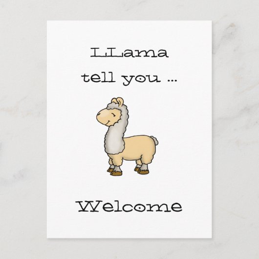 Llama vertelt u - Welkom - Cute Llama-Briefkaart Briefkaart (Voorkant)