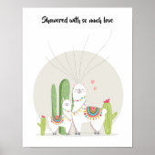 Llama Vingerafdruk Gastboek Fiesta Baby Shower Poster (Voorkant)