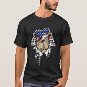 Llama Vintage Amerikaanse Vlag USA T-shirt