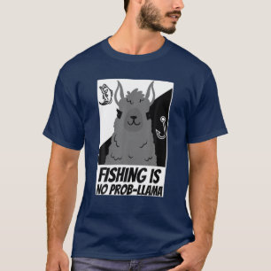 Llama Vissen Funny Fisherman Llama T-shirt
