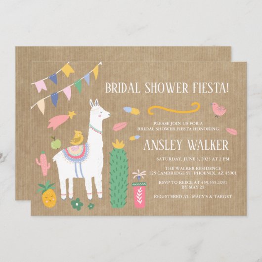 Llama Vrijgezellenfeest Fiesta Kaart (Voorkant / Achterkant)