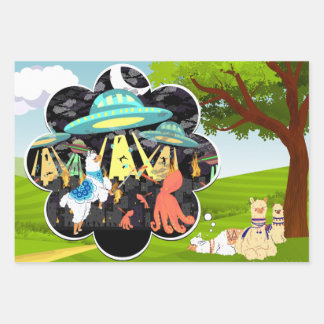 Llama vs Evil Squid Epic Space Battle Inpakpapier Vel