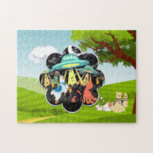 Llama vs Kwaadaardige Inktvis Epische Ruimte Slag Legpuzzel