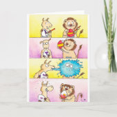 Llama VS Leeuw Pasen 2  wenskaart van N. Janes Kaart (Voorkant)