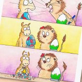 Llama VS Leeuw Pasen ansichtkaart van N. Janes Feestdagenkaart