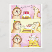 Llama VS Lion Birthday briefkaart door Nicole Jane (Voorkant)