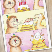 Llama VS Lion Birthday briefkaart door Nicole Jane