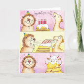 Llama VS Lion Birthday wenskaart Kaart (Voorkant)