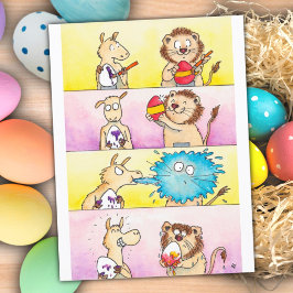 Llama VS Lion Easter 2 briefkaart van N. Janes