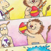 Llama VS Lion Pasen 2  wenskaart van N. Janes Kaart