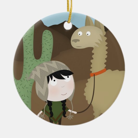 Llama walker keramisch ornament (Voorkant)