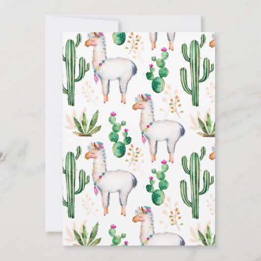 Llama Waterverf Baby shower uitnodiging (Achterkant)