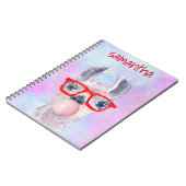 Llama Waterverf Cute Bubble Gum Personalized Notitieboek (Linkerzijde)