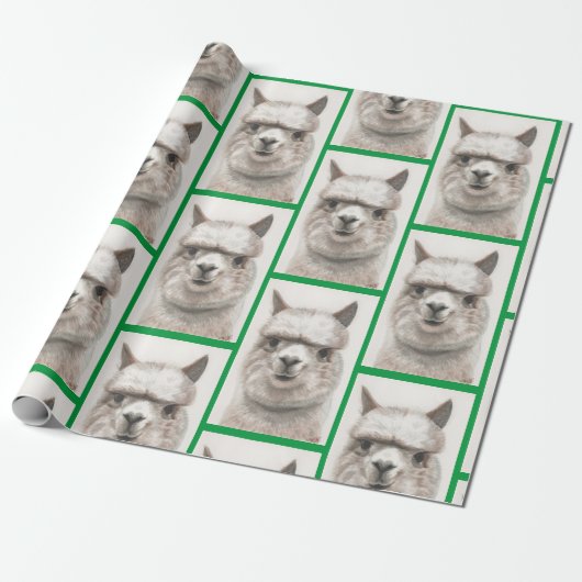 Llama-Waterverf die papier met alpaca-glimlachen p (Uitgerold)