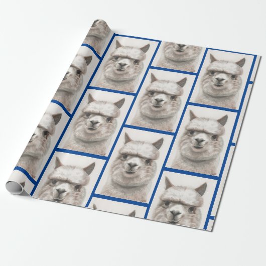 Llama-Waterverf die papier met alpaca-glimlachen p (Uitgerold)