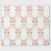 Llama Waterverf Roze Gold Modern Wrapping Paper Cadeaupapier (Vlak)