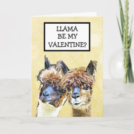 Llama, wees mijn Valentijn? Ik hou heel veel van j Kaart