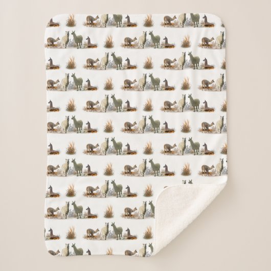 Llama Weide Sherpa Dekken (kies kleur) Deken (Voorkant)