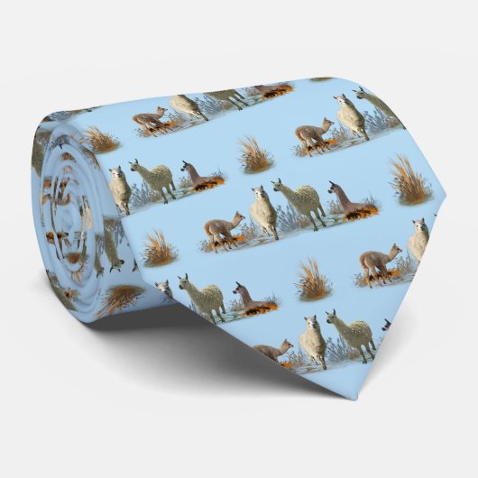 Llama Weide Tie (Lichtblauw) Stropdas (Opgerold)