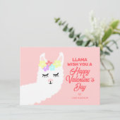 Llama wenst u een gelukkige Valentijnse klaslokaal Feestdagenkaart (Staand voorkant)