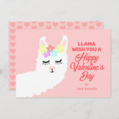 Llama wenst u een gelukkige Valentijnse klaslokaal Feestdagenkaart (Voorkant / Achterkant)