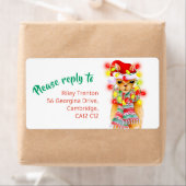 Llama whimsy waterverf kerst antwoord etiket (Insitu)