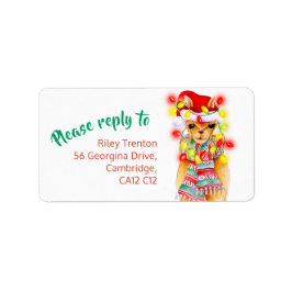 Llama whimsy waterverf kerst antwoord etiket