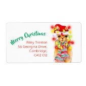 Llama whimsy waterverf vrory kerstantwoord etiket (Voorkant)