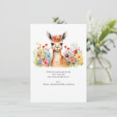 Llama Wildflower Baby shower Dank u kaart (Staand voorkant)
