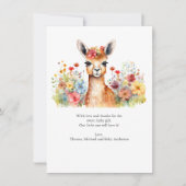 Llama Wildflower Baby shower Dank u kaart (Voorkant)