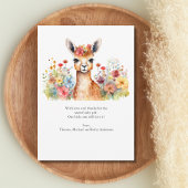 Llama Wildflower Baby shower Dank u kaart