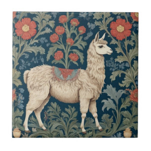 Llama William Morris stijl Rechts Tegeltje