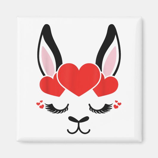 Llama Wimpers Alpaca Face St. Valentijn's Day Co Magneet (Voorkant)