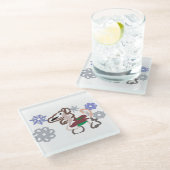 Llama winter fun glazen onderzetter (Schuin)