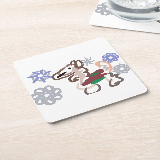 Llama winter fun kartonnen onderzetters (Schuin)