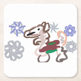 Llama winter fun kartonnen onderzetters