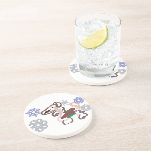 Llama winter fun zandsteen onderzetter (Zijkant)