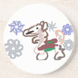 Llama winter fun zandsteen onderzetter