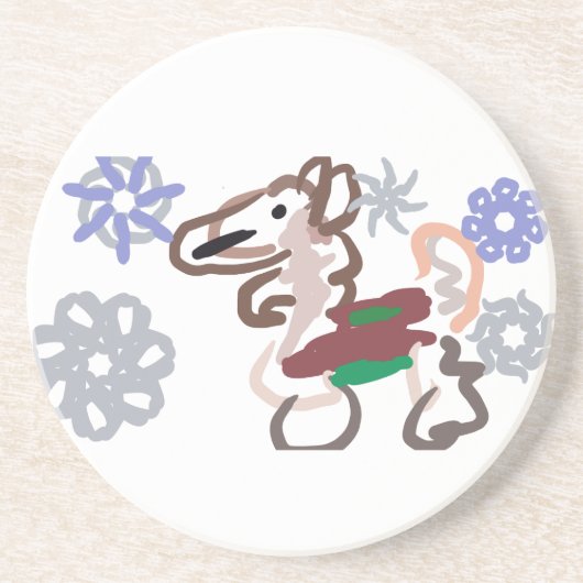 Llama winter fun zandsteen onderzetter (Voorkant)