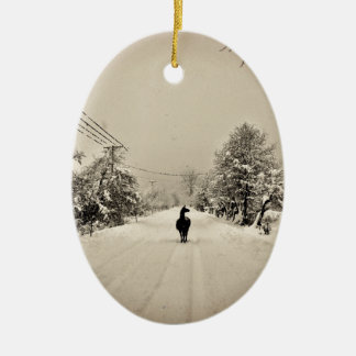 llama winter keramisch ornament