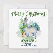Llama Wreath Waterverf Merry Kerstmis Aangepast Notitiekaartje (Voorkant)