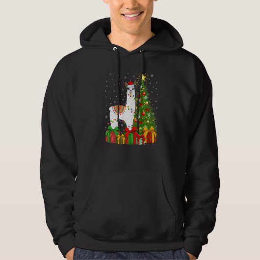 Llama  Xmas Holiday Santa Llama Christmas Tree Hoodie (Voorkant)