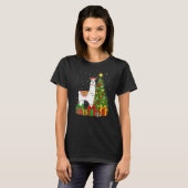 Llama  Xmas Holiday Santa Llama Christmas Tree T-shirt (Voorkant volledig)