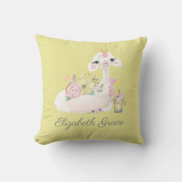 Llama Yellow en White met Flowers Baby Kussen