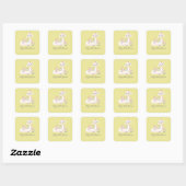 Llama Yellow en White met Flowers Baby Vierkante Sticker (Vel)