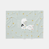 Llama Yellow Stars Blue Fleece Blanket (Voorkant (Horizontaal))