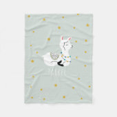 Llama Yellow Stars Blue Fleece Blanket Deken (Voorkant)